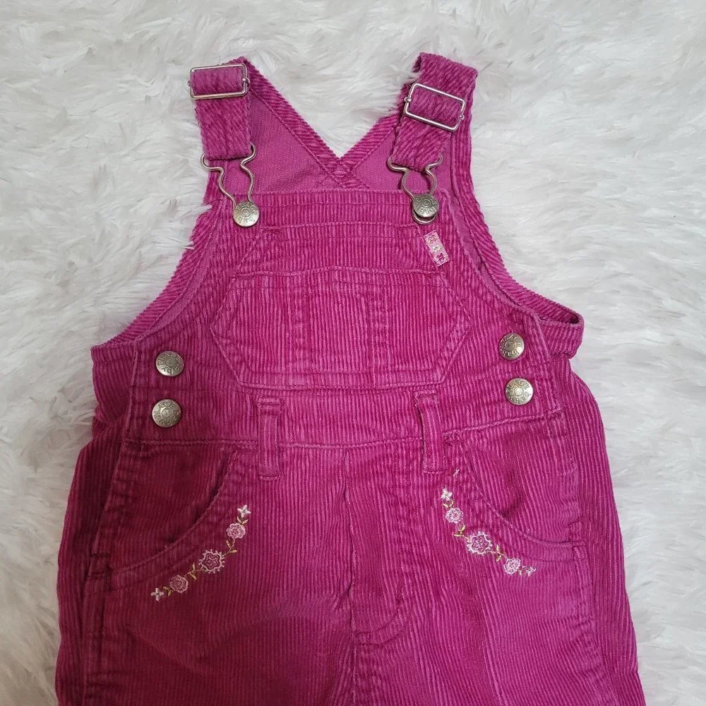 The Children's Place Corduroy Pink Overall with Floral Embroidery - Size 3-6 mo